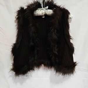 Faux Fur Trim Brown Vest